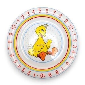 VTG 80s Sesame Street Big Bird Counting Plate Porcelain Japan Kids CTW